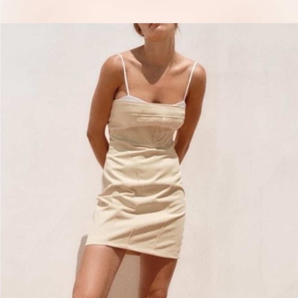Zara beige denim dress